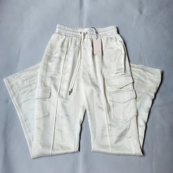 NWT$395 Cinq a Sept Sarie High Rise Cargo Pocket Ivory Track Pants Trousers Sz S - Picture 14 of 16